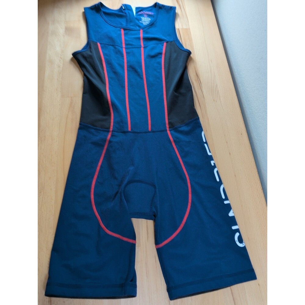 Sundried Triathlon Cycling One Piece Jersey Zip Up Back Padded Seat Blue XL